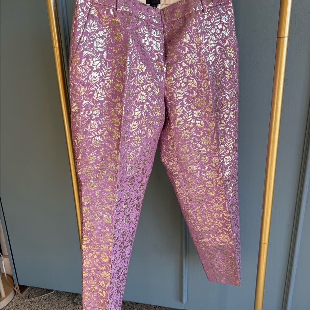 J. Crew Purple and Gold Floral Pants